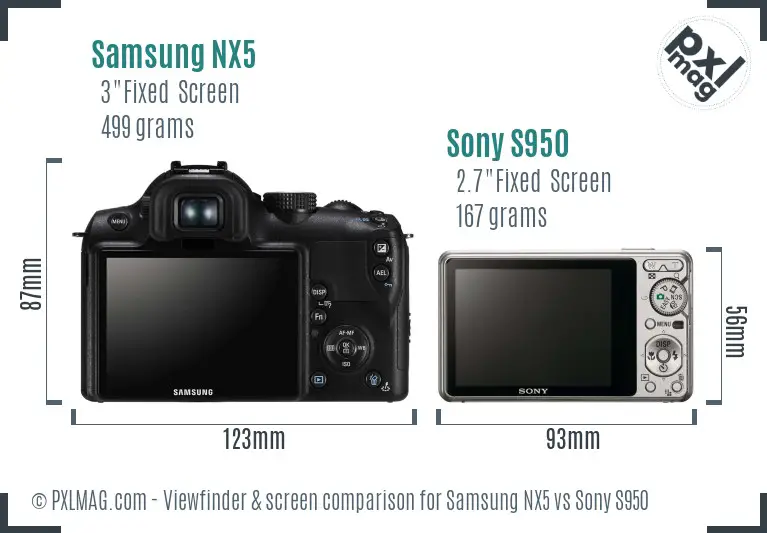 Samsung NX5 vs Sony S950 Screen and Viewfinder comparison