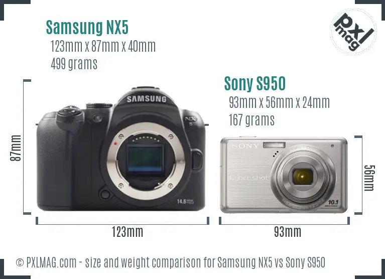 Samsung NX5 vs Sony S950 size comparison