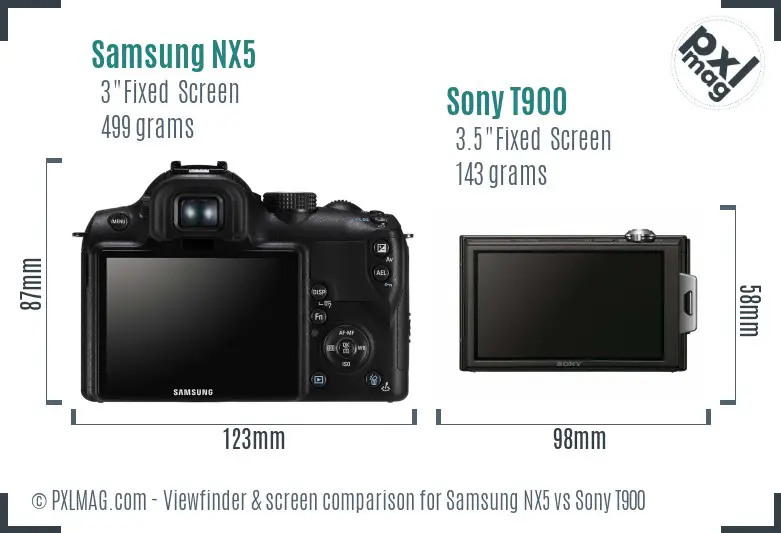 Samsung NX5 vs Sony T900 Screen and Viewfinder comparison