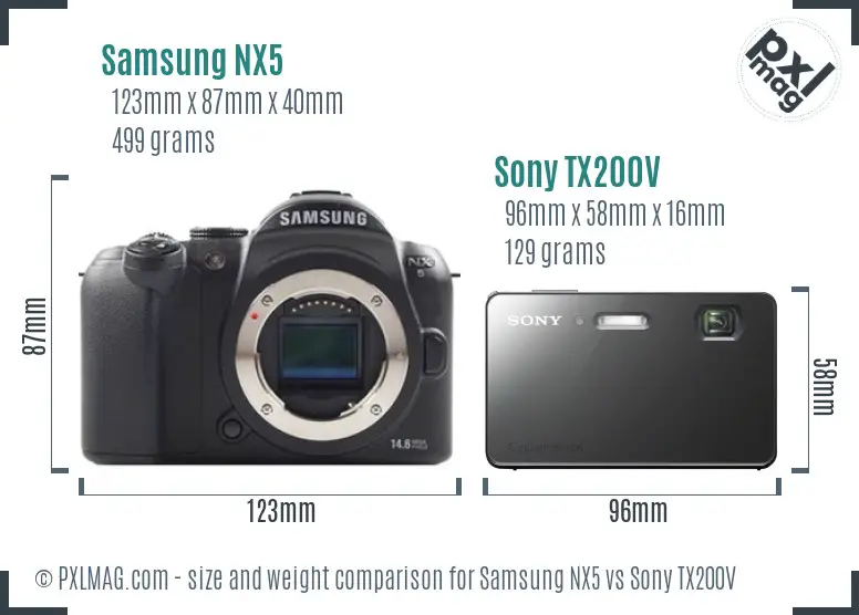 Samsung NX5 vs Sony TX200V size comparison