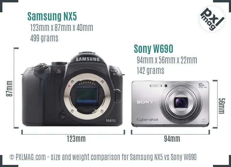 Samsung NX5 vs Sony W690 size comparison