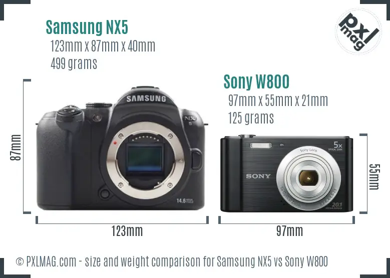 Samsung NX5 vs Sony W800 size comparison