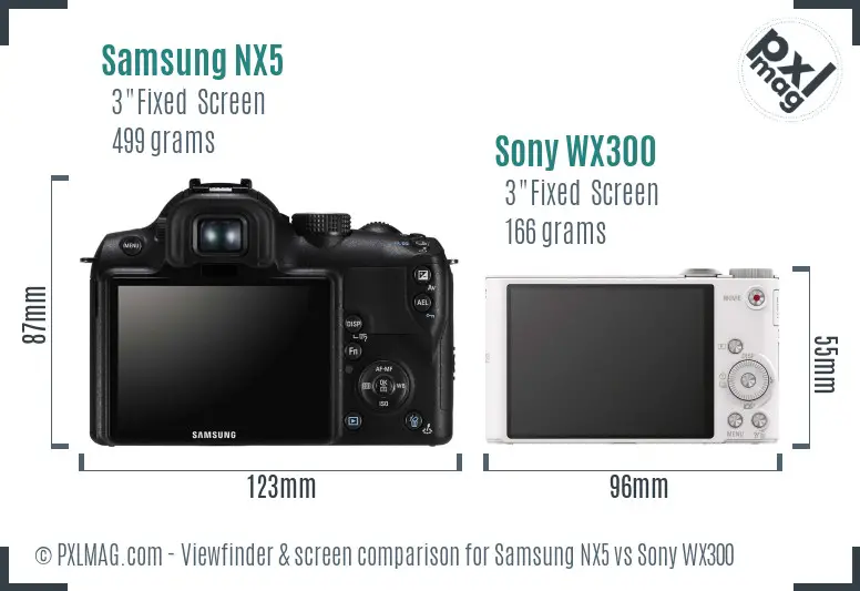 Samsung NX5 vs Sony WX300 Screen and Viewfinder comparison