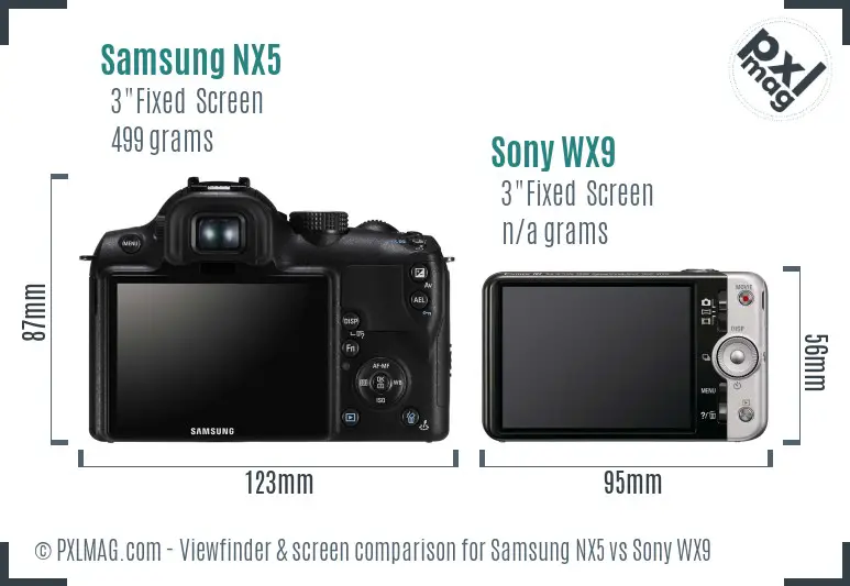 Samsung NX5 vs Sony WX9 Screen and Viewfinder comparison