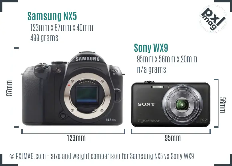 Samsung NX5 vs Sony WX9 size comparison