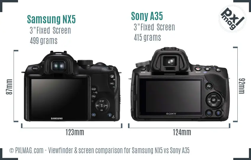 Samsung NX5 vs Sony A35 Screen and Viewfinder comparison