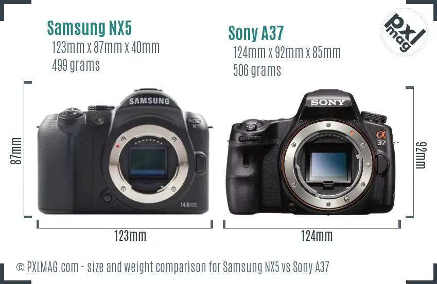 Samsung NX5 vs Sony A37 size comparison