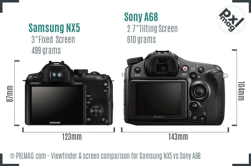 Samsung NX5 vs Sony A68 Screen and Viewfinder comparison