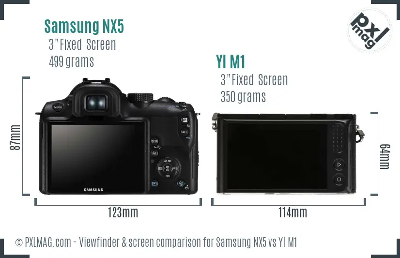 Samsung NX5 vs YI M1 Screen and Viewfinder comparison