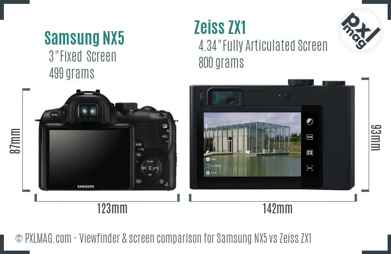 Samsung NX5 vs Zeiss ZX1 Screen and Viewfinder comparison