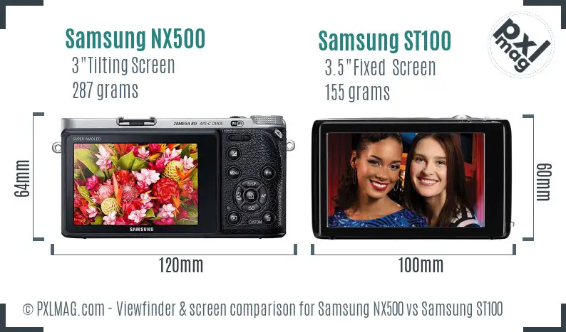 Samsung NX500 vs Samsung ST100 Screen and Viewfinder comparison