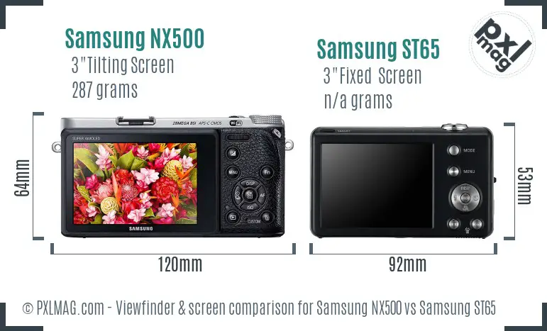 Samsung NX500 vs Samsung ST65 Screen and Viewfinder comparison