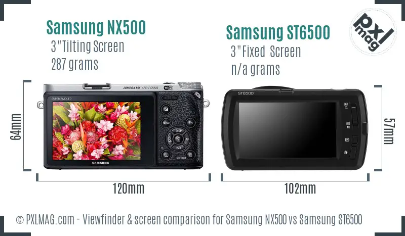 Samsung NX500 vs Samsung ST6500 Screen and Viewfinder comparison
