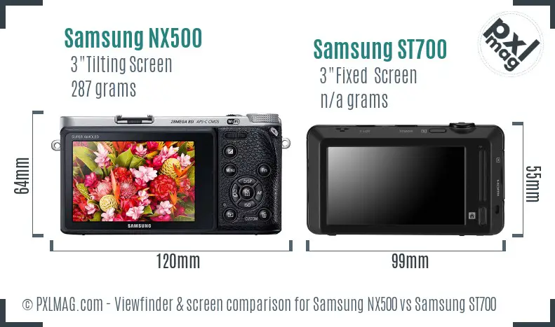 Samsung NX500 vs Samsung ST700 Screen and Viewfinder comparison Samsung NX500 vs Samsung ST700 Screen and Viewfinder comparison