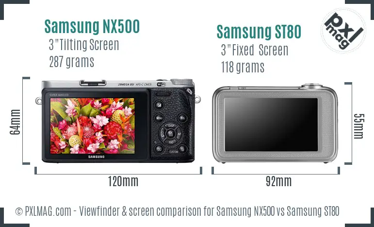 Samsung NX500 vs Samsung ST80 Screen and Viewfinder comparison