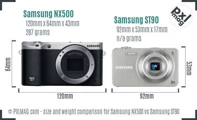 Samsung NX500 vs Samsung ST90 size comparison Samsung NX500 vs Samsung ST90 size comparison
