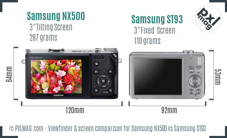 Samsung NX500 vs Samsung ST93 Screen and Viewfinder comparison
