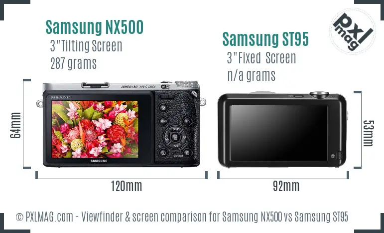 Samsung NX500 vs Samsung ST95 Screen and Viewfinder comparison