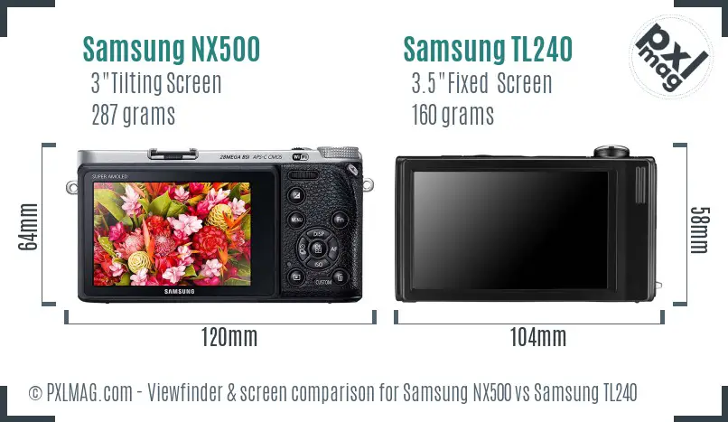 Samsung NX500 vs Samsung TL240 Screen and Viewfinder comparison