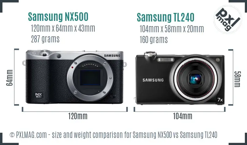 Samsung NX500 vs Samsung TL240 size comparison