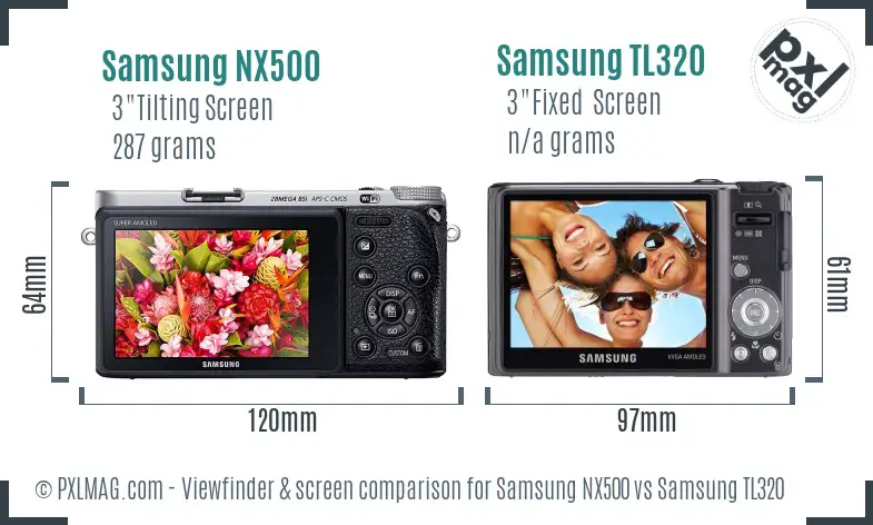 Samsung NX500 vs Samsung TL320 Screen and Viewfinder comparison