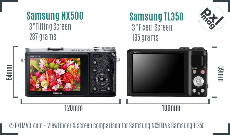 Samsung NX500 vs Samsung TL350 Screen and Viewfinder comparison Samsung NX500 vs Samsung TL350 Screen and Viewfinder comparison