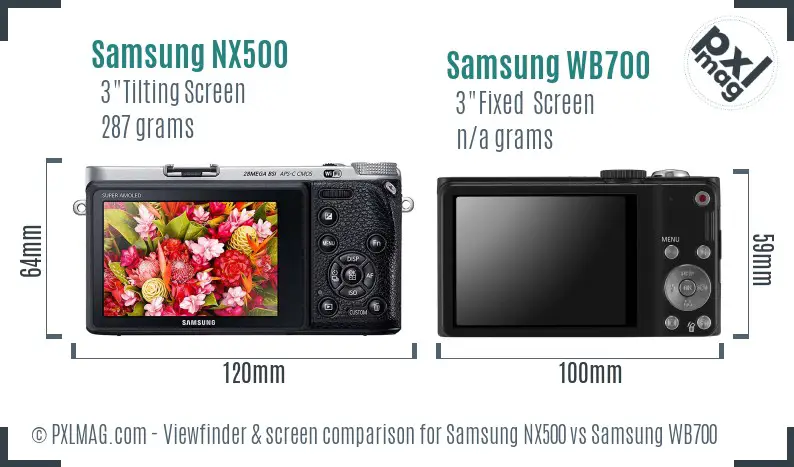Samsung NX500 vs Samsung WB700 Screen and Viewfinder comparison