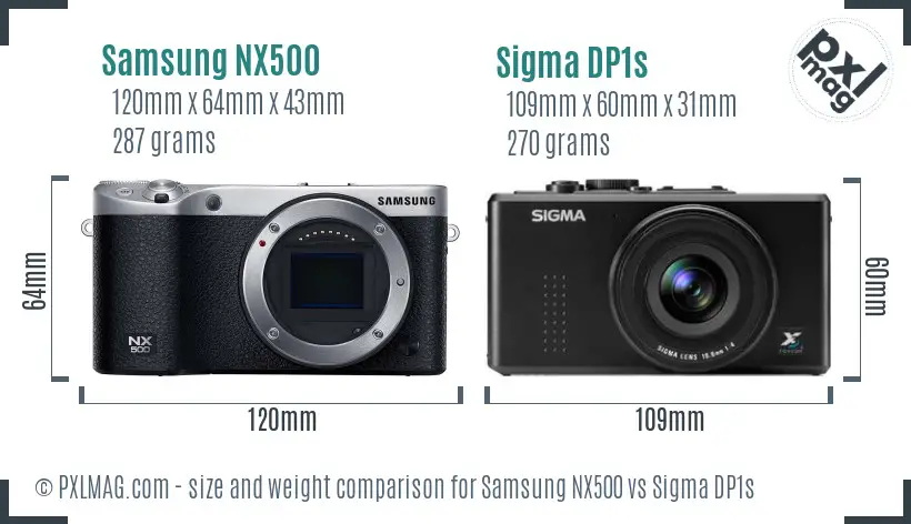 Samsung NX500 vs Sigma DP1s size comparison