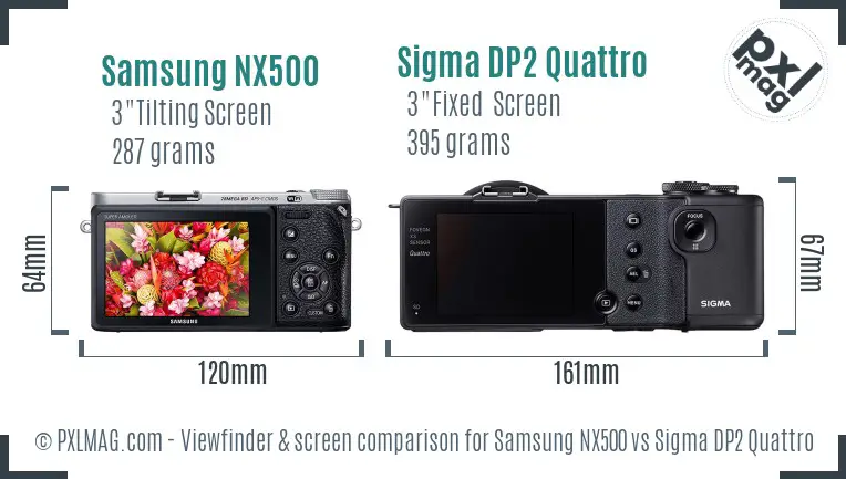 Samsung NX500 vs Sigma DP2 Quattro Screen and Viewfinder comparison