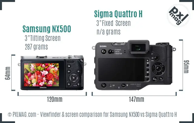 Samsung NX500 vs Sigma Quattro H Screen and Viewfinder comparison