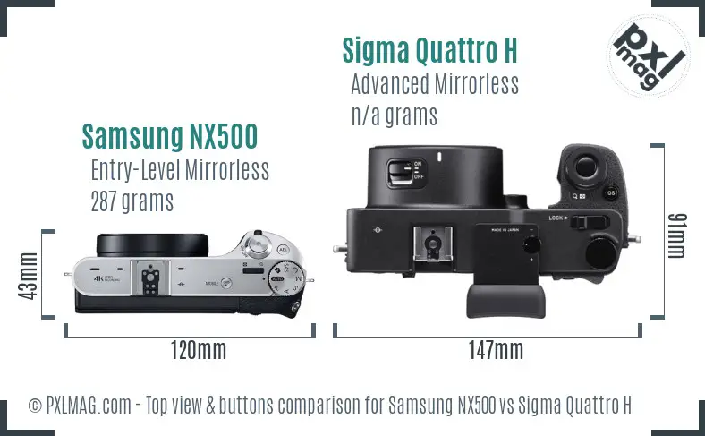 Samsung NX500 vs Sigma Quattro H top view buttons comparison