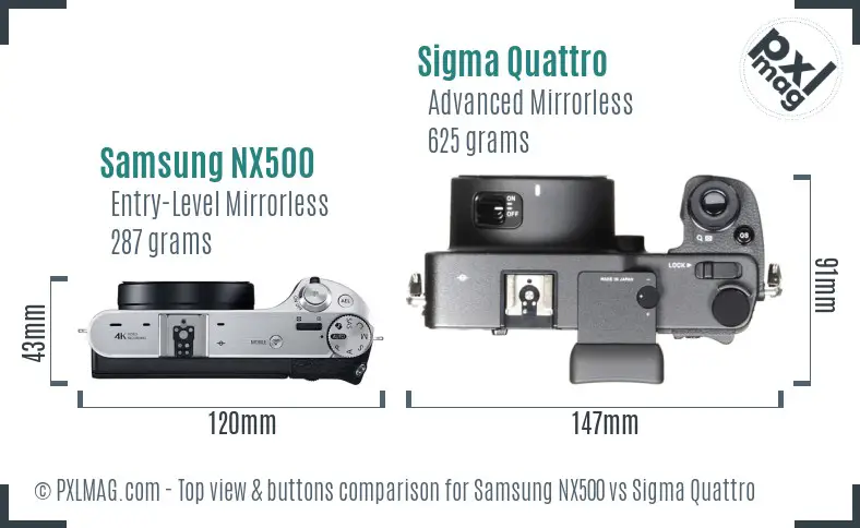 Samsung NX500 vs Sigma Quattro top view buttons comparison