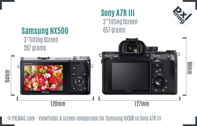 Samsung NX500 vs Sony A7R III Screen and Viewfinder comparison