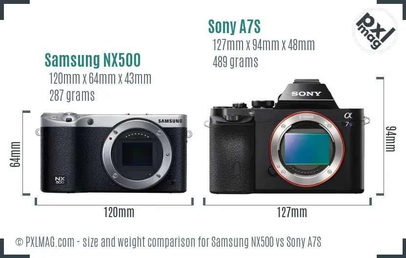 Samsung NX500 vs Sony A7S size comparison