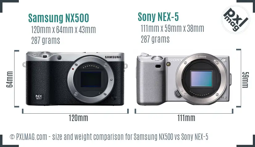 Samsung NX500 vs Sony NEX-5 size comparison
