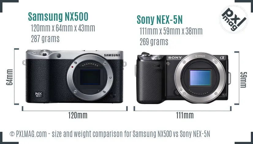 Samsung NX500 vs Sony NEX-5N size comparison
