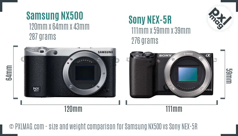 Samsung NX500 vs Sony NEX-5R size comparison