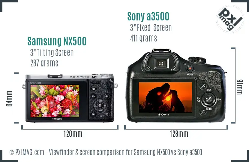 Samsung NX500 vs Sony a3500 Screen and Viewfinder comparison