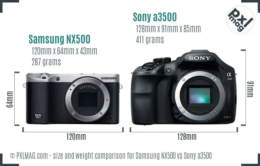 Samsung NX500 vs Sony a3500 size comparison