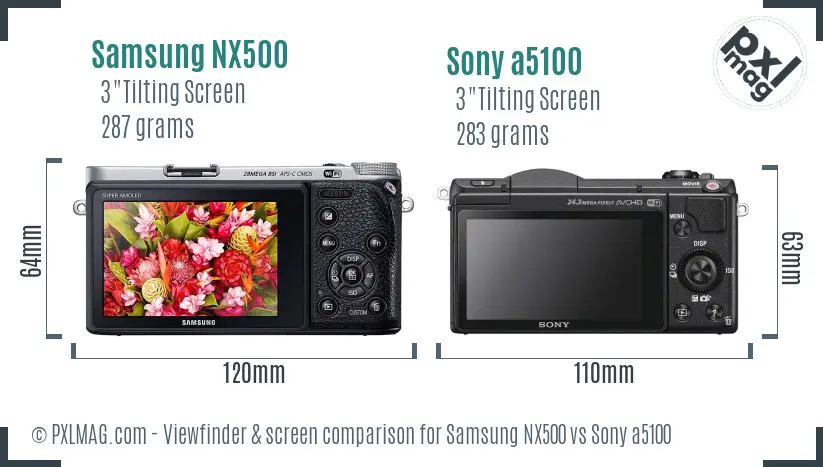 Samsung NX500 vs Sony a5100 Screen and Viewfinder comparison