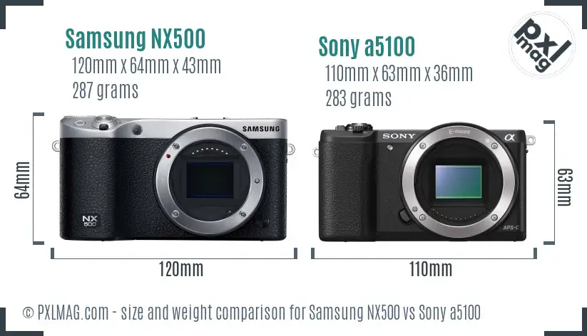 Samsung NX500 vs Sony a5100 size comparison