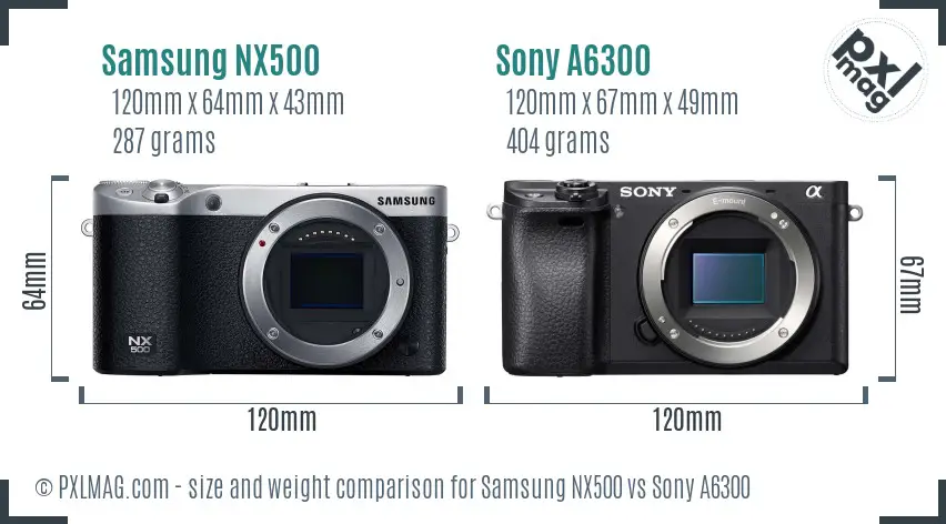 Samsung NX500 vs Sony A6300 size comparison