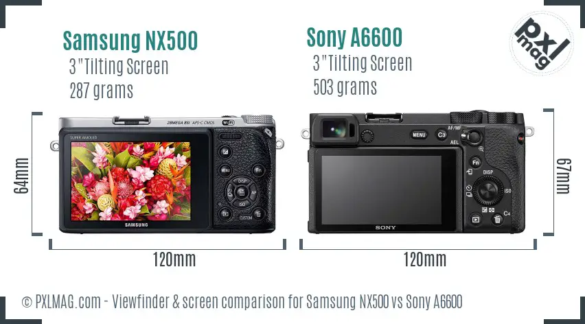 Samsung NX500 vs Sony A6600 Screen and Viewfinder comparison