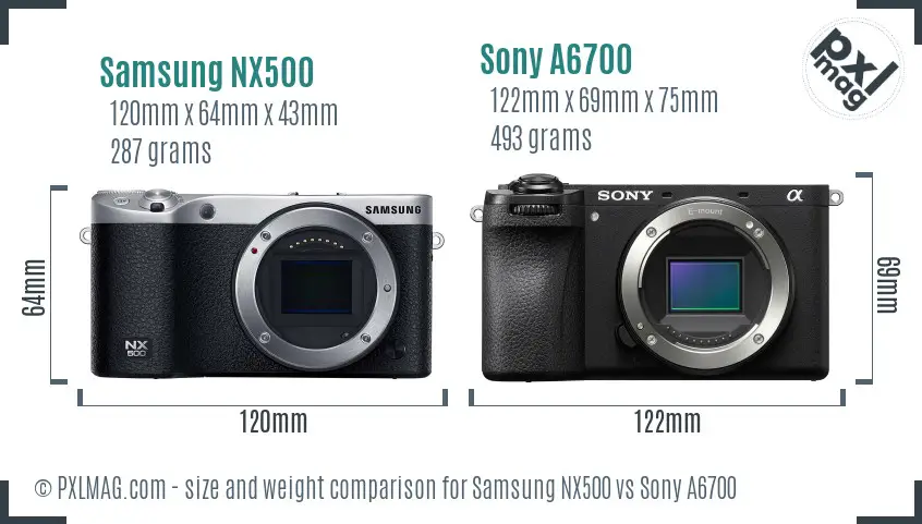 Samsung NX500 vs Sony A6700 size comparison