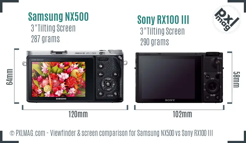 Samsung NX500 vs Sony RX100 III Screen and Viewfinder comparison