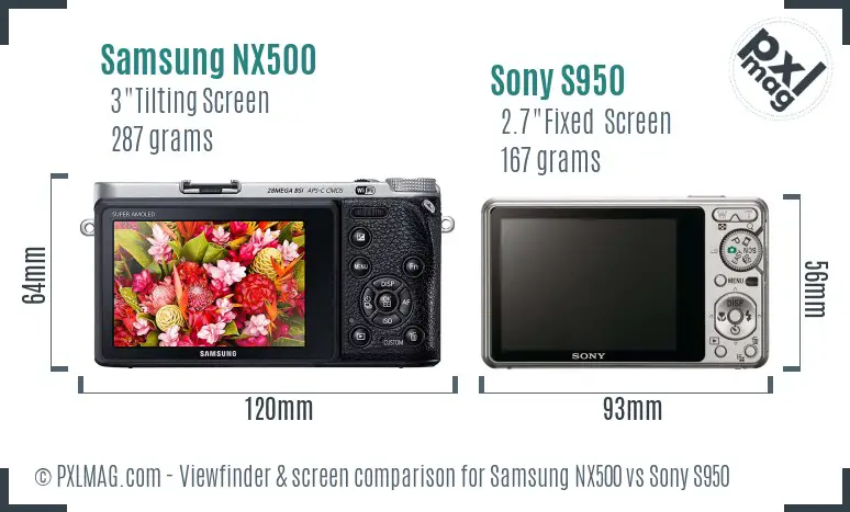 Samsung NX500 vs Sony S950 Screen and Viewfinder comparison