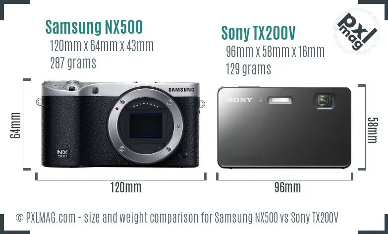 Samsung NX500 vs Sony TX200V size comparison