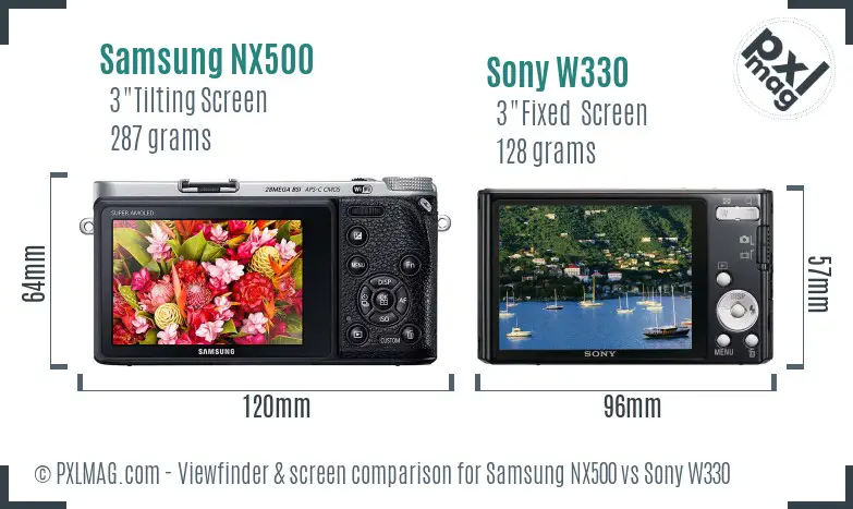 Samsung NX500 vs Sony W330 Screen and Viewfinder comparison