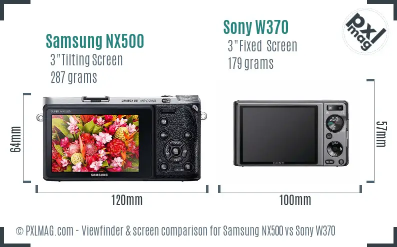 Samsung NX500 vs Sony W370 Screen and Viewfinder comparison