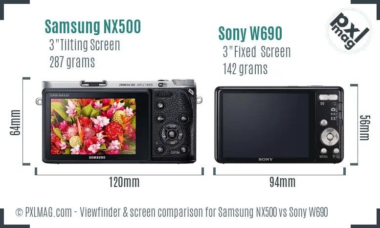 Samsung NX500 vs Sony W690 Screen and Viewfinder comparison
